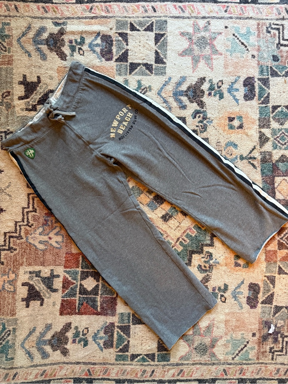 Vintage Hollister Gray Sweatpants with Black & White Side Stripes